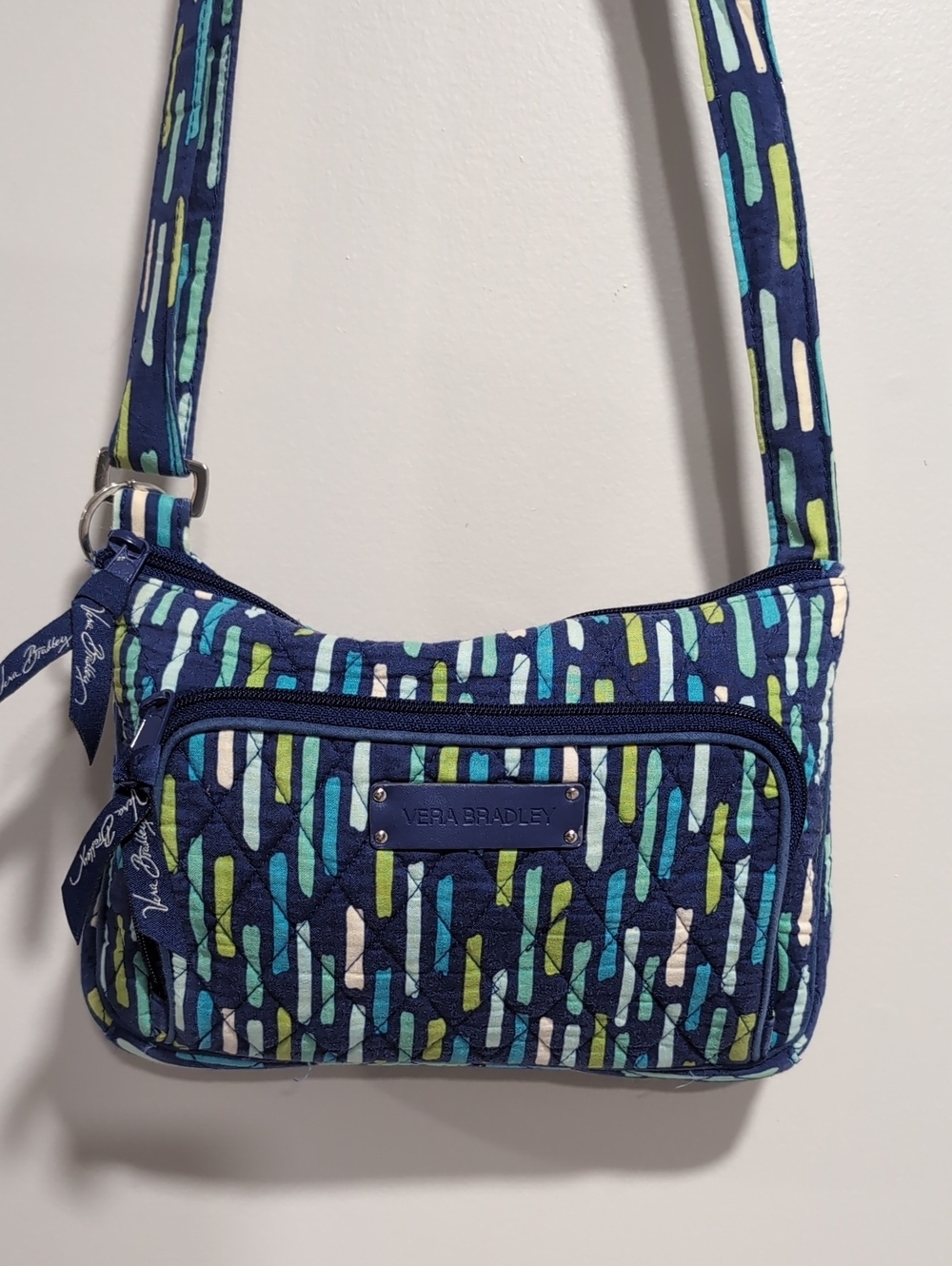 Vera Bradley Katalina Showers Blue/Green Quilted Crossbody Bag.